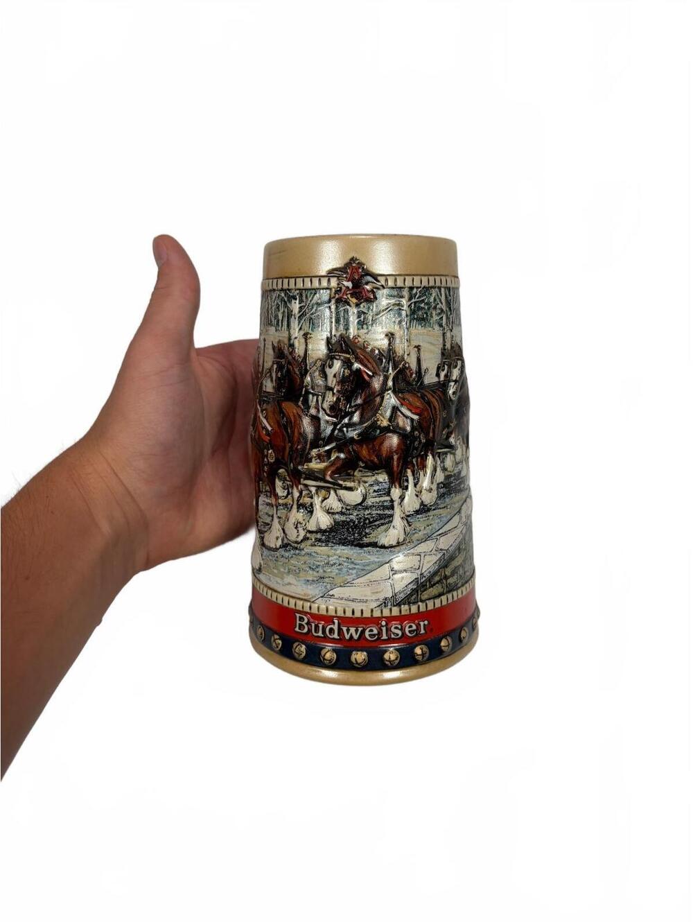 Vintage Budweiser 1988 Cobblestone Passage Clydesdales Holiday Beer Stein CS88